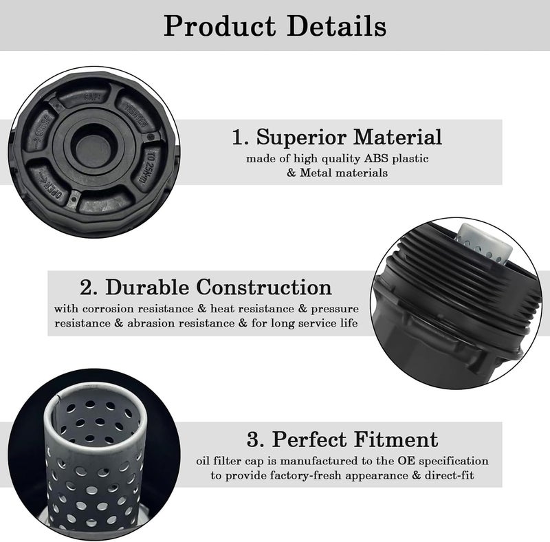 FOXSTAR 15620-37010 Oil Filter Housing Cap Assembly Kit, Fit for Toyota Corolla, Corolla iM, Prius, Matrix & Lexus & Scion xD, iM & Pontiac Vibe, Replaces 1562037010 - Image 5